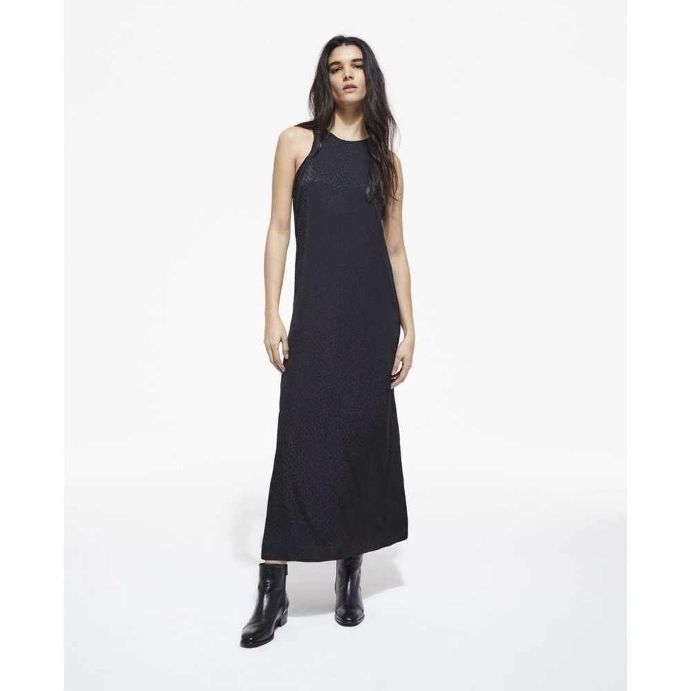 NWT The Kooples Leopard Print Black Sleeveless Racer Back Midi Dress